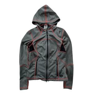 Harley Davidson Women's Small Full Zip Gray Hoodie Jacket Thumbholes Activewear